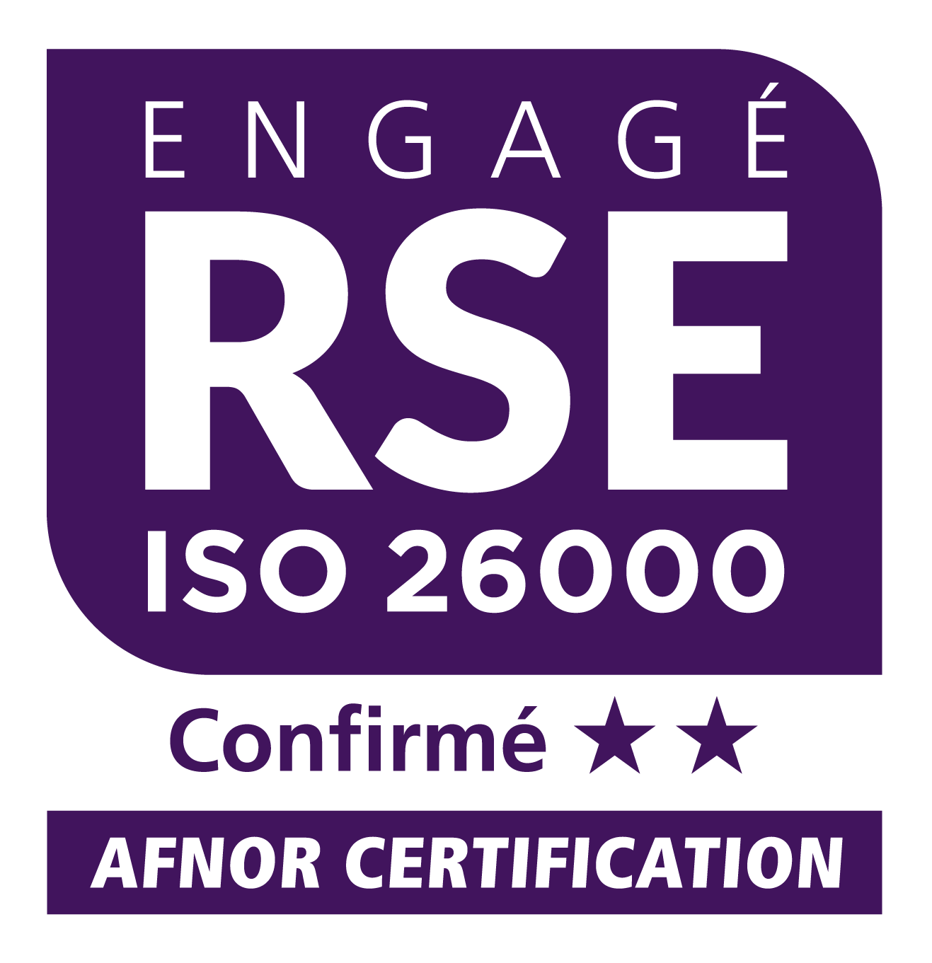 Engagé RSE ISO 26000, niveau Confirmé, AFNOR Certification